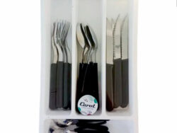 Juego Cubiertos 24 Pzas En Cubiertera Carol Colores Tradic Color Negro 90124
