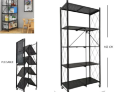 Estante Plegable 5 Pisos Blanco y Negro 162x71x34cm (con rueditas)