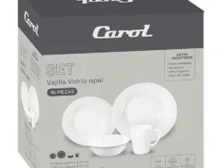 Set Vajilla Vidrio Opal Carol 16 Piezas Blanco ART. 64016