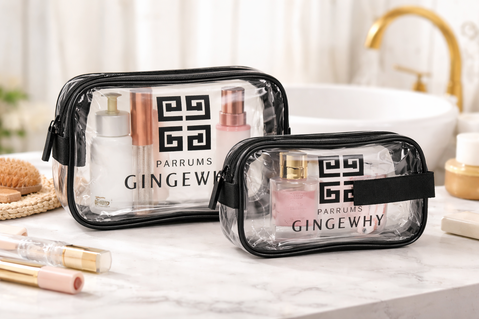 Set de Necesers Transparentes x2 Organizadores de Viaje con Cierre YN253003 Gincevhy - Image 2