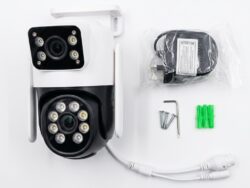 Cámara Seguridad Exterior WiFi 360 Doble Lente Visión Nocturna OM VC8-PT-WIFI