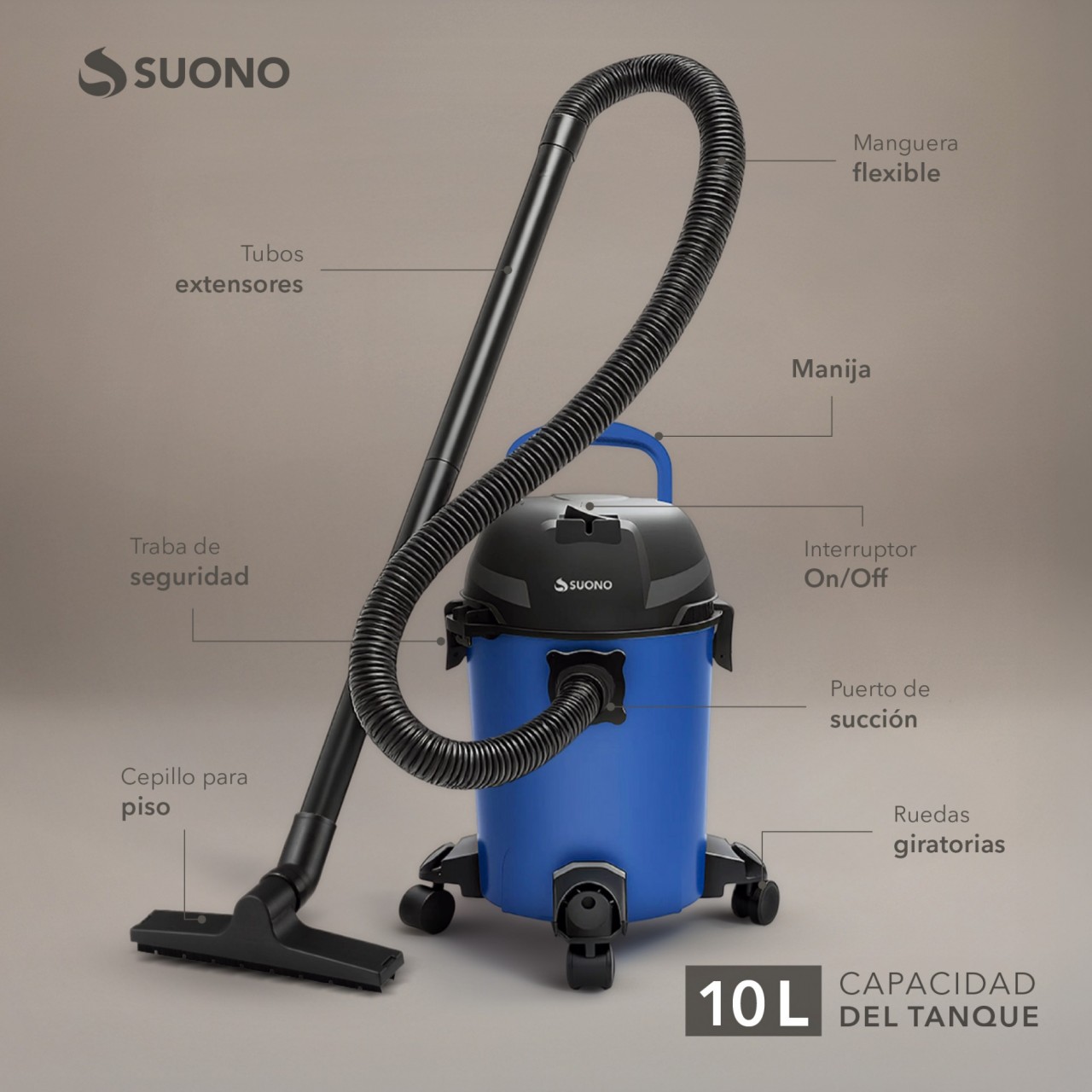 Aspiradora De Tacho 10L 600W Azul HOG0402AZU - Image 7
