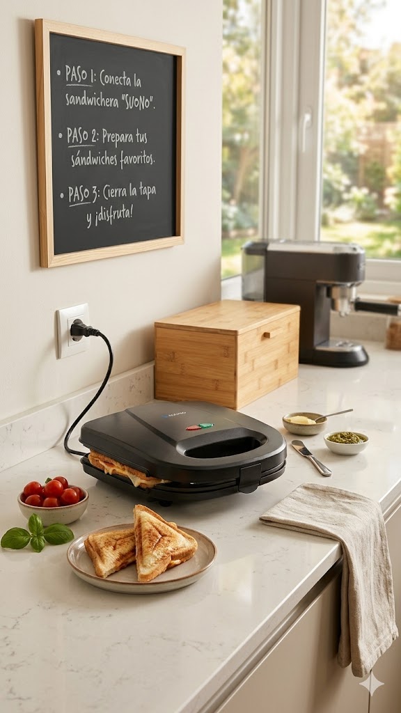 Sandwichera Eléctrica Suono 750W HOG0225 - Image 3