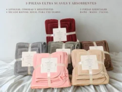 Set X 3 Toalla, Toallon y Turbante Blanco Oriental SET-CHT3