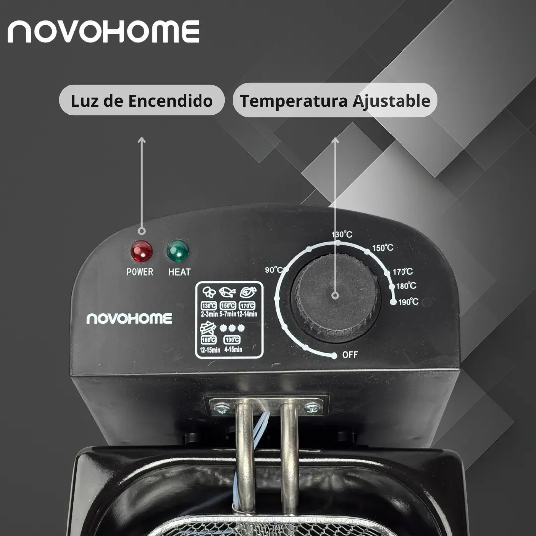 Freidora Eléctrica De Aceite 3 Lts Novohome 2000w Acero Inox NH-FAC30 - Image 2