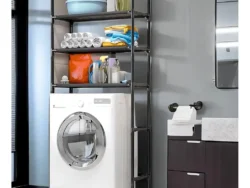 Estantería Negra de 3 Niveles para Baño Organizador Lavadora 72x25x155cm BLT002