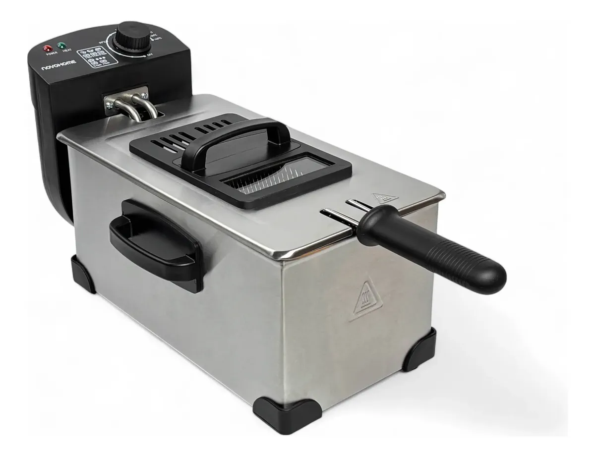 Freidora Eléctrica De Aceite 3 Lts Novohome 2000w Acero Inox NH-FAC30
