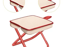 Mini Silla Plegable Portatil Para Camping Roja y Beige