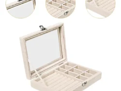 Joyero Organizador De Joyas Exhibidor De Decoración A Beige  EA-312
