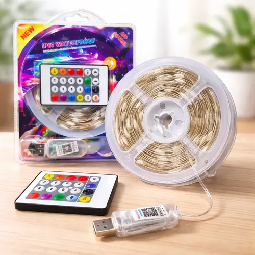 Guirnalda Usb 5 Metros Audioritmica Tira Led App + Control RGB5M