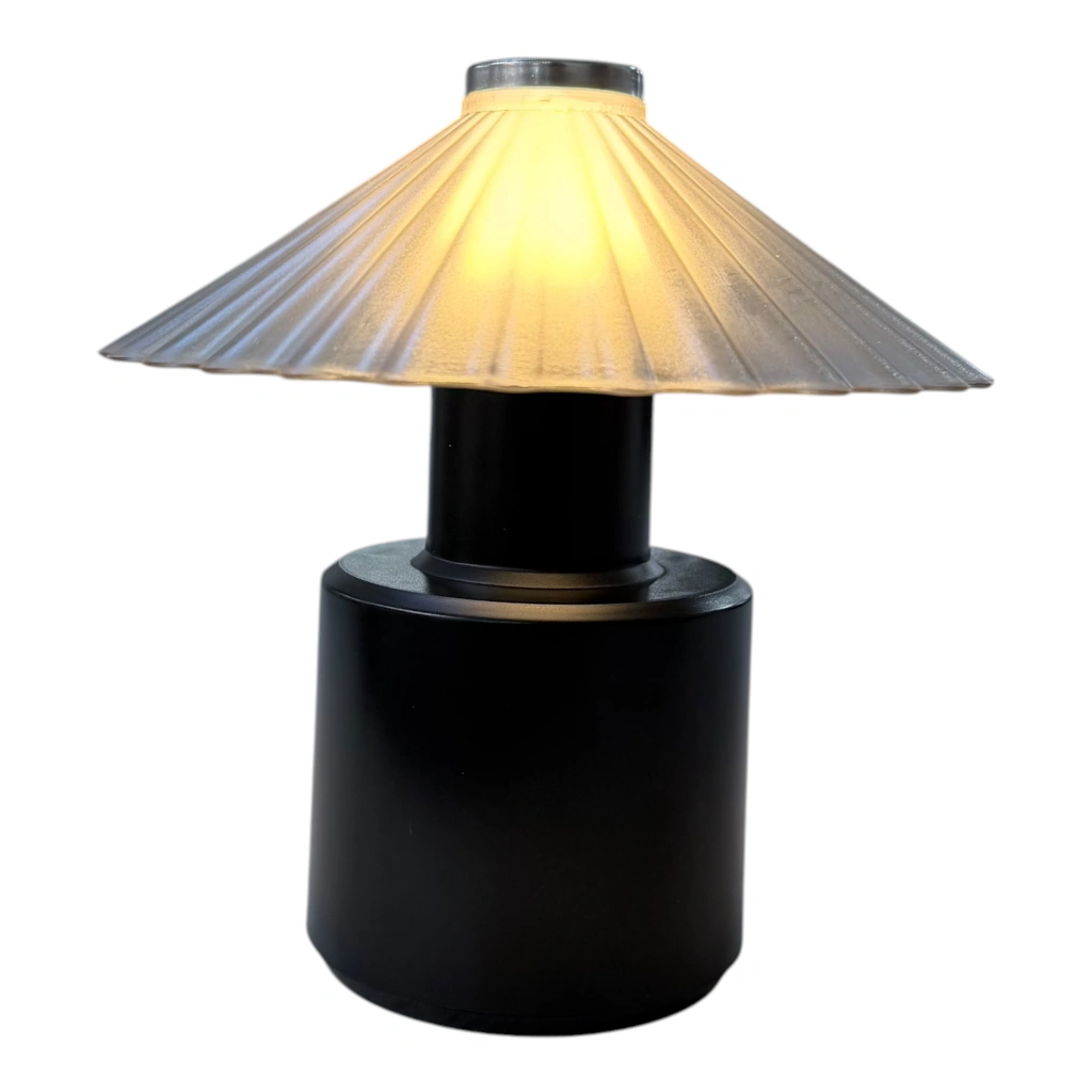 Lampara de Mesa LED Recargable con Pantalla Esmerilada Plisada KM-61008 - Image 3