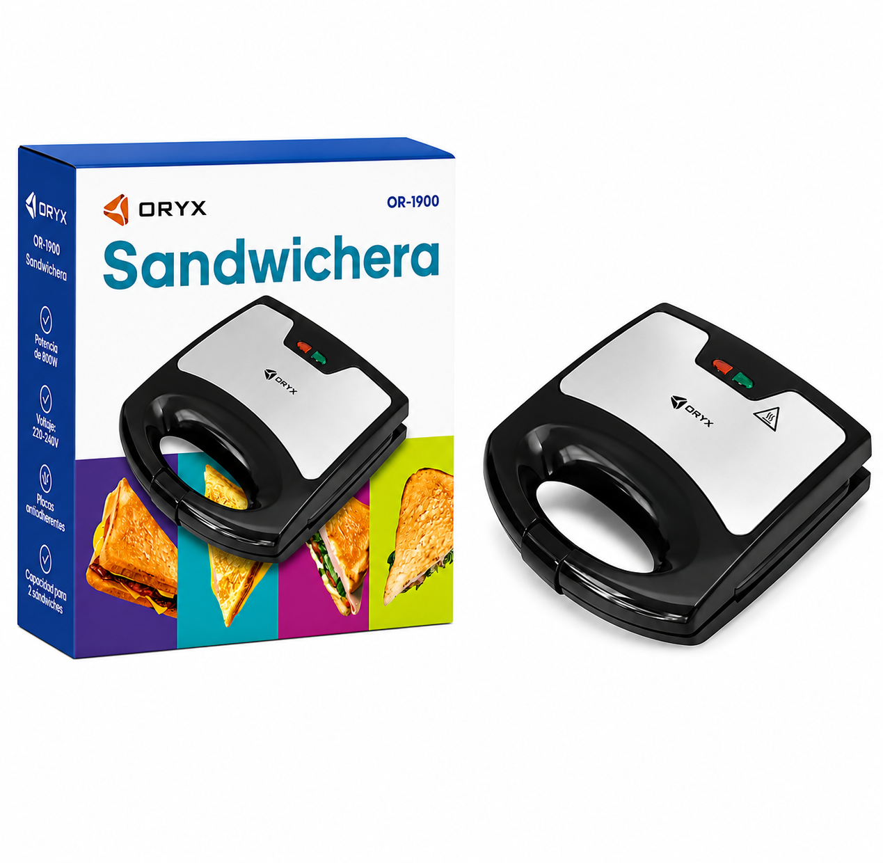 Sandwichera Oryx 750W Tapa Acero OR-1900