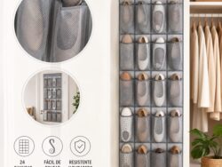 Organizador Colgante Para Zapatos De Tela Gris 24 Ranuras DL2367