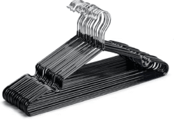 Percha Metalicas Plastificadas Negro X50 Unidades  Antideslizantes Hogar Actual 142514