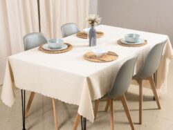 Mantel de Mesa con Tela Jacquard Blanco Paris M5039 1.40x2.00M