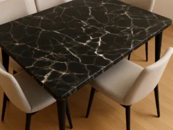 Rollo Vinilo Marmol 60cm x 5 Metros Marmolado Veteado Negro 6031