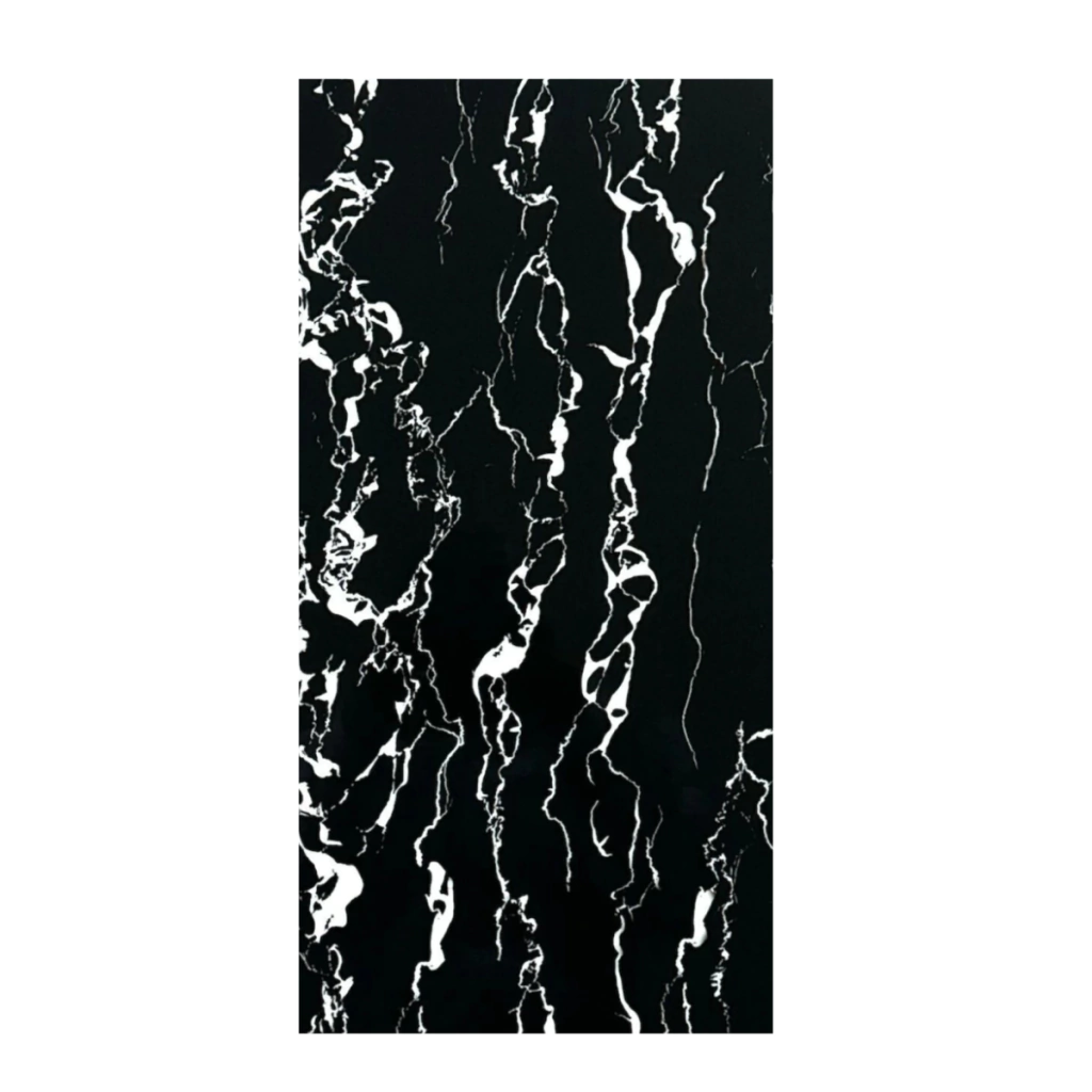Vinilo Placa Simil Marmol 30x60cm Negro Veteado JLL-032