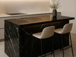 Rollo Vinilo Marmol 60cm x 5 Metros Negro con Blanco 6046
