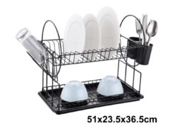Secaplatos Escurridor Organizador 2 Niveles Negro 51cm A1224