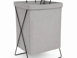 Cesto de Ropa Lisa Gris Metal 36x32x54cm CD29191