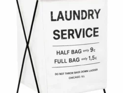 Cesto de Ropa Laundry Metal Blanco 36x32x54cm CD29199