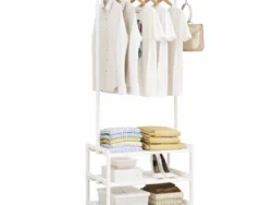 Perchero Ropero Blanco con Ruedas 55x35x164cm CD29336