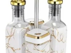 Set x 4 Condimenteros Aceite Vinagre Sal Pimienta Soporte 202503
