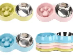 Comedero Plato Doble De Comida Anti-ansiedad Mascota Melech-560