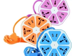 Zapatilla Alargue Hexagonal 4 Enchufes 4 USB En Bolsa DD-80756