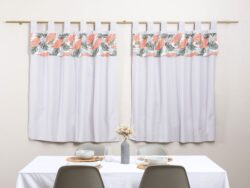 Cortina de Cocina Tropical Con Faldon Blanco Paris C4006 1.25m