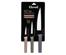 Set X3 Cuchillas Cuchillos Hoja Acero Inox. Silicona Carol 23100