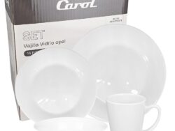 Set Vajilla 16 Piezas Vidrio Templado Opal Carol Blanco 64160