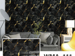 Rollo Vinilo Simil Mamol Negro con Dorado 60x200cm WMA-111