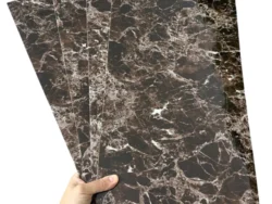 Vinilo PACK X4 Placa Simil Marmol 30x60cm Marron Veteado JLL-034