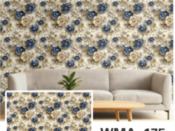 Rollo Vinilo Blanco con Flores Celeste WMA-175 60x200cm