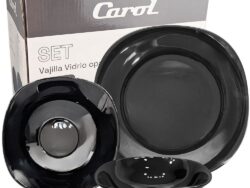Set Vajilla Vidrio Templado Opal 12 Piezas Carol Cocina Negro 64912