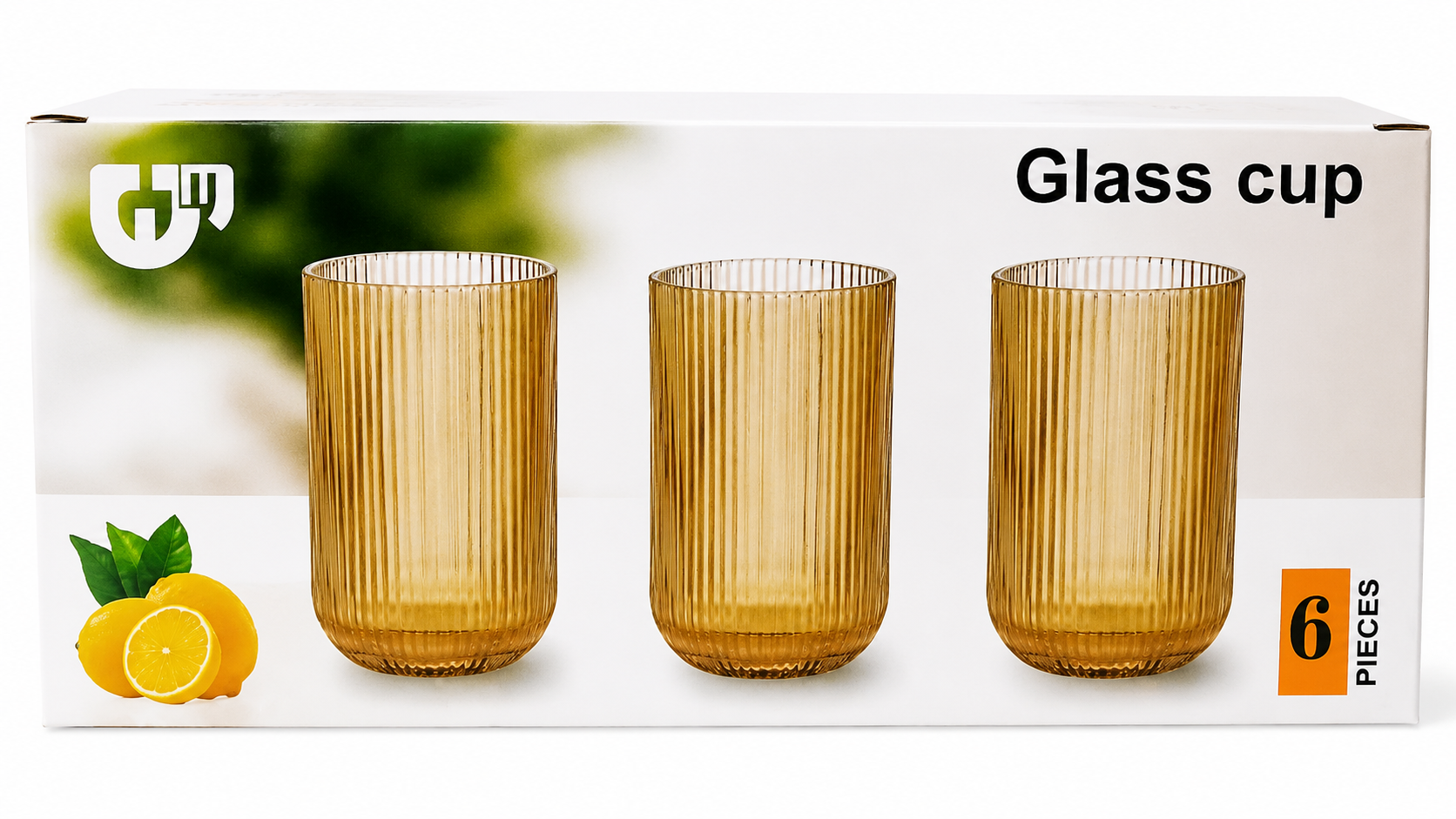 Set x6 Vasos Ambar Estriados TH-105