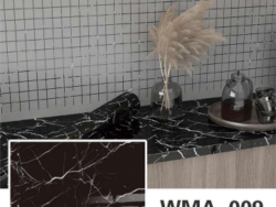 Rollo Vinilo Simil Marmol Negro Con Lineas Blancas 60x200cm WMA009