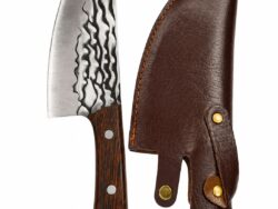 Cuchillo Cuchilla Con Diseño y Funda de Cuero D-26216
