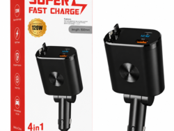 Adaptador Cargador Para Auto 120W 800mm 4 en 1 D17 KM-64561