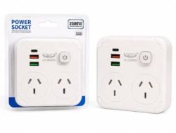 Zapatilla Power Socket 2500w 2 Enchufes 2 USB + 1 Tipo C B30PD
