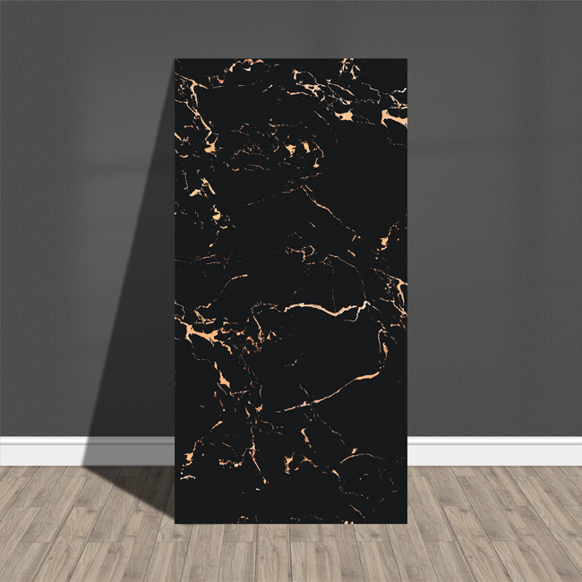 Caja 100u. Vinilo Simil Marmol BR043 Negro Con Dorado 40x80cm