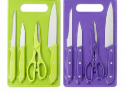 Set 5 Piezas Tabla + 3 Cuchillo + Tijera Colores MB-0463