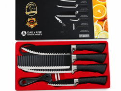 Set Cuchillo 6 Piezas Evryealth Mango Negro MB-0460