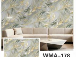 Rollo Vinilo 60x200cm Efecto Botanico Gris Verde y Dorado WMA-178