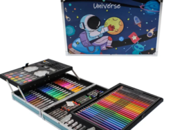 Set Arte Escolar 145 Piezas Valija Metalica KD6145