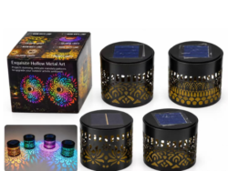 Lámpara Solar Led Exterior Proyector Mandala Metal Jardin WH072