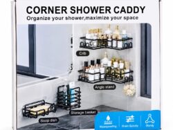 Set x4 Organizador Ducha Colgante Acero Inoxidable Adhesivo F-12