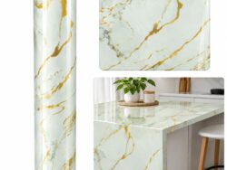Rollo Autoadhesivo Simil Marmol Verde Con Dorado 1.20mts x 3mts HY-083