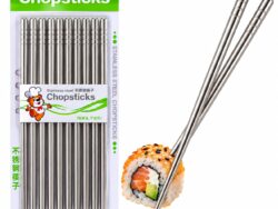 Palitos Chinos Acero Inoxidable Set Sushi Ramen Reutilizable WG44